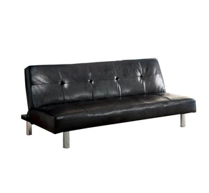 Benzara Eddi Contemporary Sofa Futon In Black Finish BM131150 Black Leather BM131150