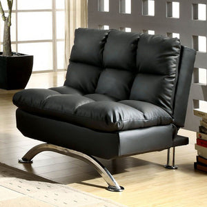 Benzara Aristo Contemporary Aristo Single Sofa Chair With Leather Black Finish BM131164 Black Leather BM131164