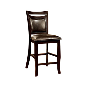 Benzara Woodside II Transitional Counter Height Chair Expresso, Set Of Two BM131169 Espresso Leatherette Solid Wood Wood Veneer & Others BM131169