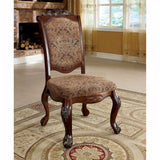 Benzara Cromwell Traditional Side Chair, Set Of 2 BM131179 Antique Cherry Fabric Solid Wood Wood Veneer & Others BM131179