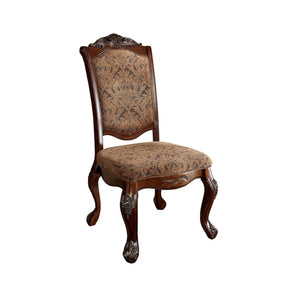 Benzara Cromwell Traditional Side Chair, Set Of 2 BM131179 Antique Cherry Fabric Solid Wood Wood Veneer & Others BM131179