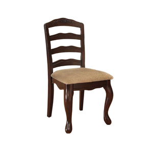 Benzara Townsville Cottage Side Chair, Dark Walnut Finish, Set Of 2 BM131180 Dark Walnut Fabric Solid Wood Wood Veneer & Others BM131180