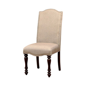 Benzara Hurdsfield Cottage Side Chair, Cherry Finish, Set Of 2 BM131184 Cream Fabric Solid Wood Wood Veneer & Others BM131184