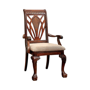 Benzara Petersburg I Traditional Arm Chair,Cherry Finish, Set Of 2 BM131192 Cherry Fabric Solid Wood Wood Veneer & Others BM131192