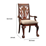 Benzara Petersburg I Traditional Arm Chair,Cherry Finish, Set Of 2 BM131192 Cherry Fabric Solid Wood Wood Veneer & Others BM131192