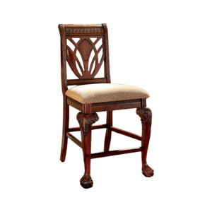 Benzara Petersburg II Traditional Counter Height Chair,Cherry Finish, Set Of 2 BM131193 Cherry Fabric Solid Wood Wood Veneer & Others BM131193