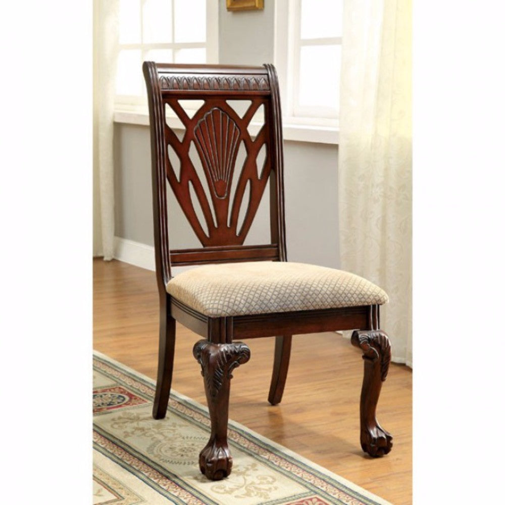 Benzara Wooden Slat Back Chair with Straight Feet, Set of 2, Honey Brown