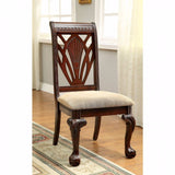 Benzara 2 Piece Traditional Wooden Side Chair with Fabric Upholstered Seat, Brown and Beige BM131194 Brown and Beige Fabric, Solid Wood, Wood Veneer BM131194