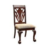 Benzara 2 Piece Traditional Wooden Side Chair with Fabric Upholstered Seat, Brown and Beige BM131194 Brown and Beige Fabric, Solid Wood, Wood Veneer BM131194