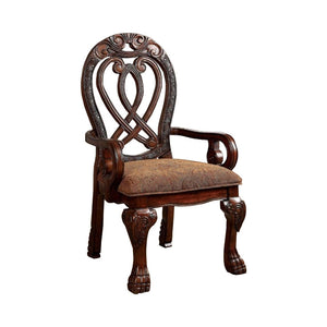 Benzara Wyndmere Traditional Arm Chair, Cherry Finish, Set Of 2 BM131195 Cherry Fabric Solid Wood Wood Veneer & Others BM131195