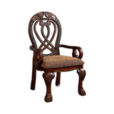 Benzara Wyndmere Traditional Arm Chair, Cherry Finish, Set Of 2 BM131195 Cherry Fabric Solid Wood Wood Veneer & Others BM131195