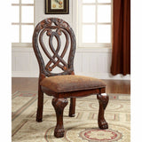 Benzara Wyndmere Traditional Side Chair, Cherry Finish, Set Of 2 BM131196 Cherry Fabric Solid Wood Wood Veneer & Others BM131196