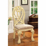 Benzara Wyndmere Traditional Side Chair, Cream Finish, Set Of 2 BM131198 Cream Fabric Solid Wood Wood Veneer & Others BM131198