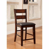 Benzara Dickinson II Cottage Counter Height Chair, Dark Cherry, Set Of 2 BM131200 Dark Cherry Leatherette Solid Wood Wood Veneer & Others BM131200