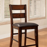 Benzara Dickinson II Cottage Counter Height Chair, Dark Cherry, Set Of 2 BM131200 Dark Cherry Leatherette Solid Wood Wood Veneer & Others BM131200