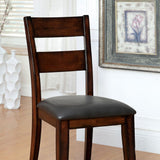 Benzara Dickinson I Cottage Side Chair Withpu Seat, Dark Cherry, Set Of 2 BM131201 Dark Cherry Leatherette Solid Wood Wood Veneer & Others BM131201