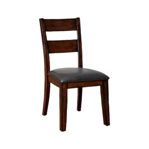 Benzara Dickinson I Cottage Side Chair Withpu Seat, Dark Cherry, Set Of 2 BM131201 Dark Cherry Leatherette Solid Wood Wood Veneer & Others BM131201