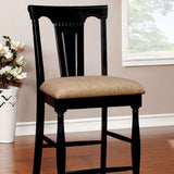 Benzara Sabrina Cottage Counter Height Chair, Tan & Black, Set Of 2 BM131206 Black Fabric Solid Wood Wood Veneer & Others BM131206