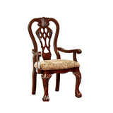 Benzara Elana Traditional Arm Chair With Fabric, Brown Cherry Finish, Set Of 2 BM131208 Brown Cherry Fabric Solid Wood Wood Veneer & Others BM131208