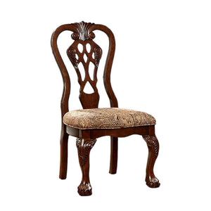 Benzara Elana Side Chair With Fabric, Brown Cherry Finish, Set Of 2 BM131209 Brown Cherry Fabric Solid Wood Wood Veneer & Others BM131209