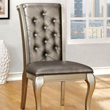 Benzara Amina Contemporary Side Chair Silver Finish, Set Of 2 BM131214 Silver Fabric Solid Wood Wood Veneer & Others BM131214