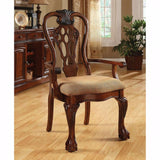 Benzara George Town Traditional George Town Arm Chair, Set Of 2, Cherry Finish BM131215 Cherry Fabric Solid Wood Wood Veneer & Others BM131215