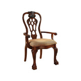 Benzara George Town Traditional George Town Arm Chair, Set Of 2, Cherry Finish BM131215 Cherry Fabric Solid Wood Wood Veneer & Others BM131215