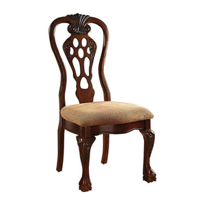 Benzara Traditional Fabric Upholstered Wooden Side Chair, Set Of 2, Brown BM131216 Brown Fabric and Wood BM131216