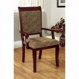 Benzara St. Nicholas I Traditional Arm Chair,Antique Cherry, Set Of 2 BM131217 Antiqued Cherry Fabric Solid Wood Wood Veneer & Others BM131217