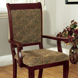 Benzara St. Nicholas I Traditional Arm Chair,Antique Cherry, Set Of 2 BM131217 Antiqued Cherry Fabric Solid Wood Wood Veneer & Others BM131217