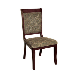 Benzara St. Nicholas I Traditional Side Chair, Set Of 2 BM131218 Antiqued Cherry Fabric Solid Wood Wood Veneer & Others BM131218