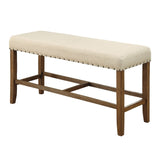 Sania Rustic Counter Height Bench In Ivory Linen