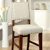 Benzara Sania Rustic Counter Height Chair In Ivory Linen, Set Of 2 BM131239 Natural Tone, Ivory Fabric Metal BM131239