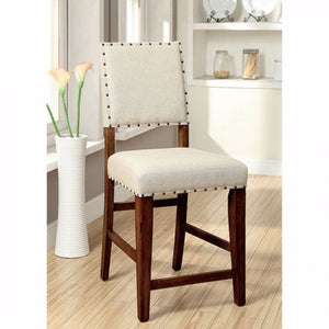 Benzara Sania Rustic Counter Height Chair In Ivory Linen, Set Of 2 BM131239 Natural Tone, Ivory Fabric Metal BM131239