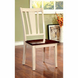 Benzara Dover Side Chair With Wooden Seat, Cherry & White Finsih, Set Of 2 BM131243 White & cherry Wood BM131243