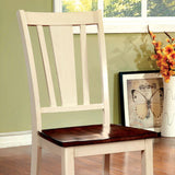 Benzara Dover Side Chair With Wooden Seat, Cherry & White Finsih, Set Of 2 BM131243 White & cherry Wood BM131243