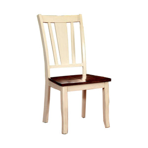 Benzara Dover Side Chair With Wooden Seat, Cherry & White Finsih, Set Of 2 BM131243 White & cherry Wood BM131243