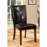 Benzara Elmore Side Chair With Dark Brown, Antique Oak Finish, Set Of 2 BM131244 Antique Oak Leatherette Solid Wood Wood Veneer & Others BM131244