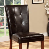 Benzara Elmore Side Chair With Dark Brown, Antique Oak Finish, Set Of 2 BM131244 Antique Oak Leatherette Solid Wood Wood Veneer & Others BM131244