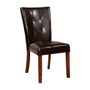 Benzara Elmore Side Chair With Dark Brown, Antique Oak Finish, Set Of 2 BM131244 Antique Oak Leatherette Solid Wood Wood Veneer & Others BM131244