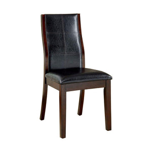 Benzara Townsend I Transitional Side Chair, Brown Cherry Finish, Set Of 2 BM131248 Brown Cherry Leatherette Solid Wood Wood Veneer & Others BM131248