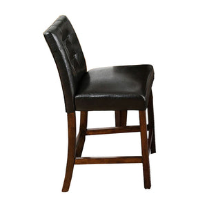 Benzara Marstone II Counter Heigh Chair, Brown Cherry & Black, Set Of 2 BM131259 Brown Cherry Leatherette Solid Wood Wood Veneer & Others BM131259