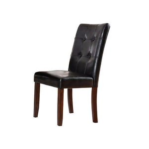 Benzara Marstone Transitional Side Chair, Brown Cherry & Black, Set Of 2 BM131260 Brown Cherry & Black Leatherette Solid Wood Wood Veneer & Others BM131260