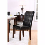 Benzara Marstone Transitional Side Chair, Brown Cherry & Black, Set Of 2 BM131260 Brown Cherry & Black Leatherette Solid Wood Wood Veneer & Others BM131260