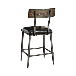 Benzara Mullane Industrial Counter Height Chair, Gray, Set Of Two BM131261 Weathered Gray Metal Wood Veneer & Others BM131261