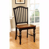 Benzara Mayville Cottage Side Chair, Black & Antique Oak Finsh, Set Of 2 BM131268 Black, Antique Oak Wood BM131268