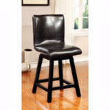 Benzara Hurley 180O Swivel Counter Height Chair, Black Finish, Set Of 2 BM131269 Black Leatherette Solid Wood Wood Veneer & Others BM131269