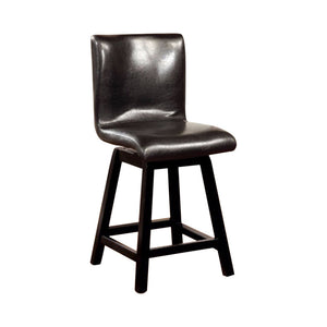 Benzara Hurley 180O Swivel Counter Height Chair, Black Finish, Set Of 2 BM131269 Black Leatherette Solid Wood Wood Veneer & Others BM131269