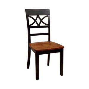 Benzara Torrington Cottage Side Chair With Wooden Seat, Black & Oak , Set Of 2 BM131289 Black, Cherry Wood BM131289