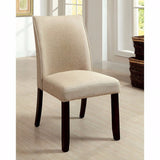 Benzara Cimma Contemporary Side Chair, Ivory & Espresso, Set Of 2 BM131291 Ivory Fabric Solid Wood Wood Veneer & Others BM131291